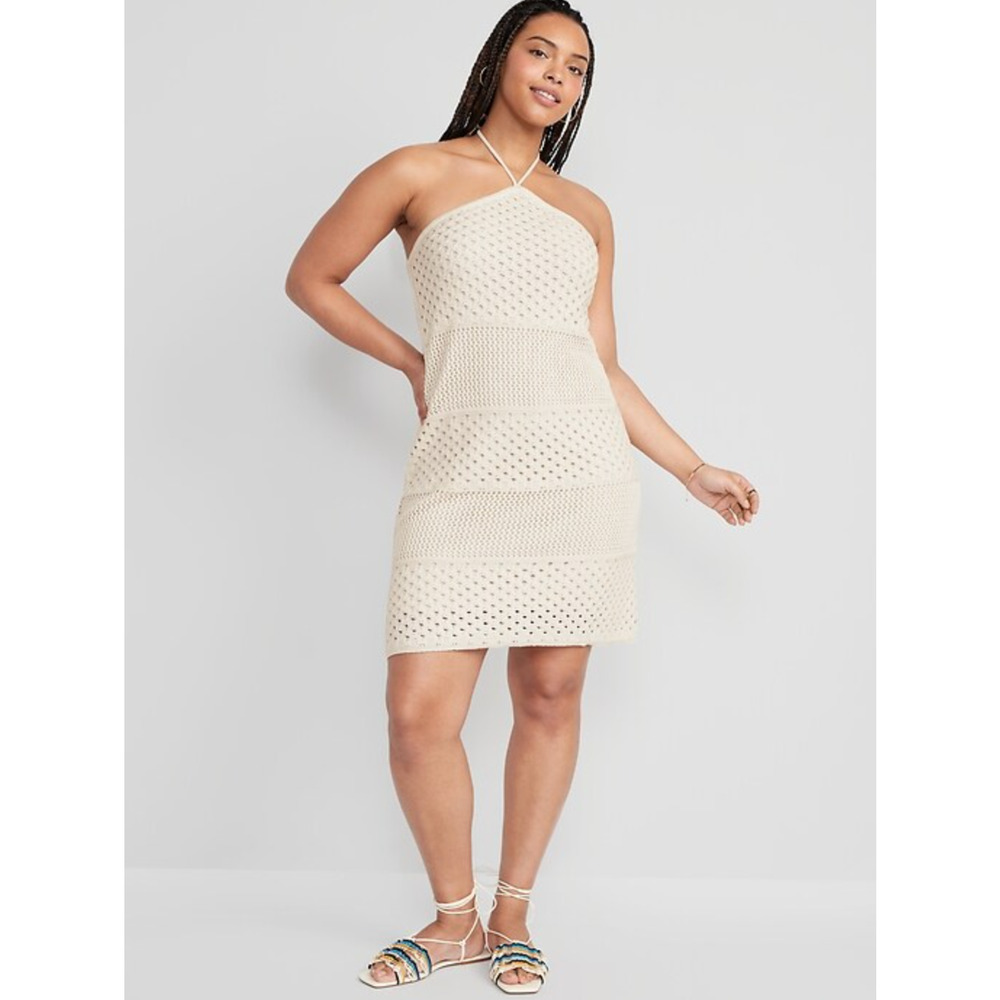 Old Navy Halter Crochet Dress Womens XL Boho Beach Resort Summer Brunch